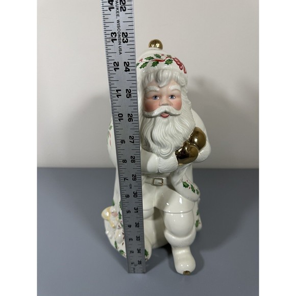 Lenox Santa Cookie Jar in Original Box 13" Holiday Skating Christmas Excellent - Picture 3 of 7